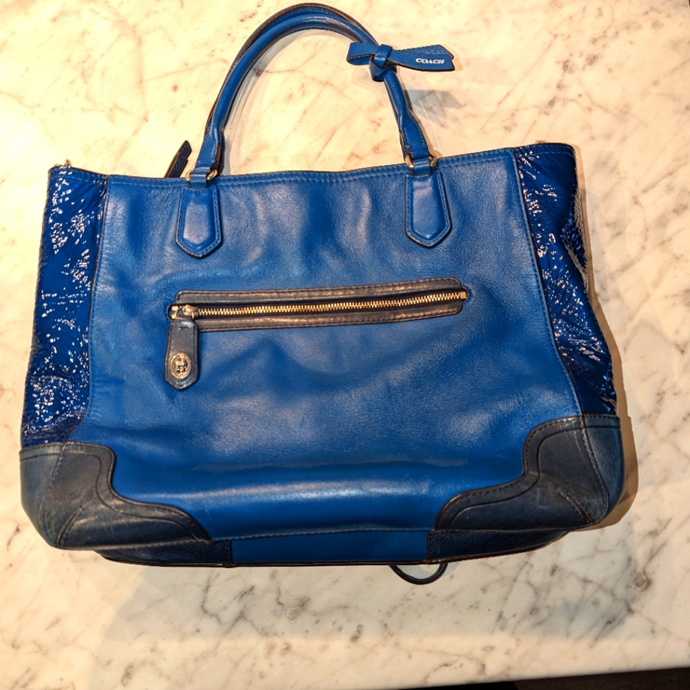 Blue Coach leather tote purse